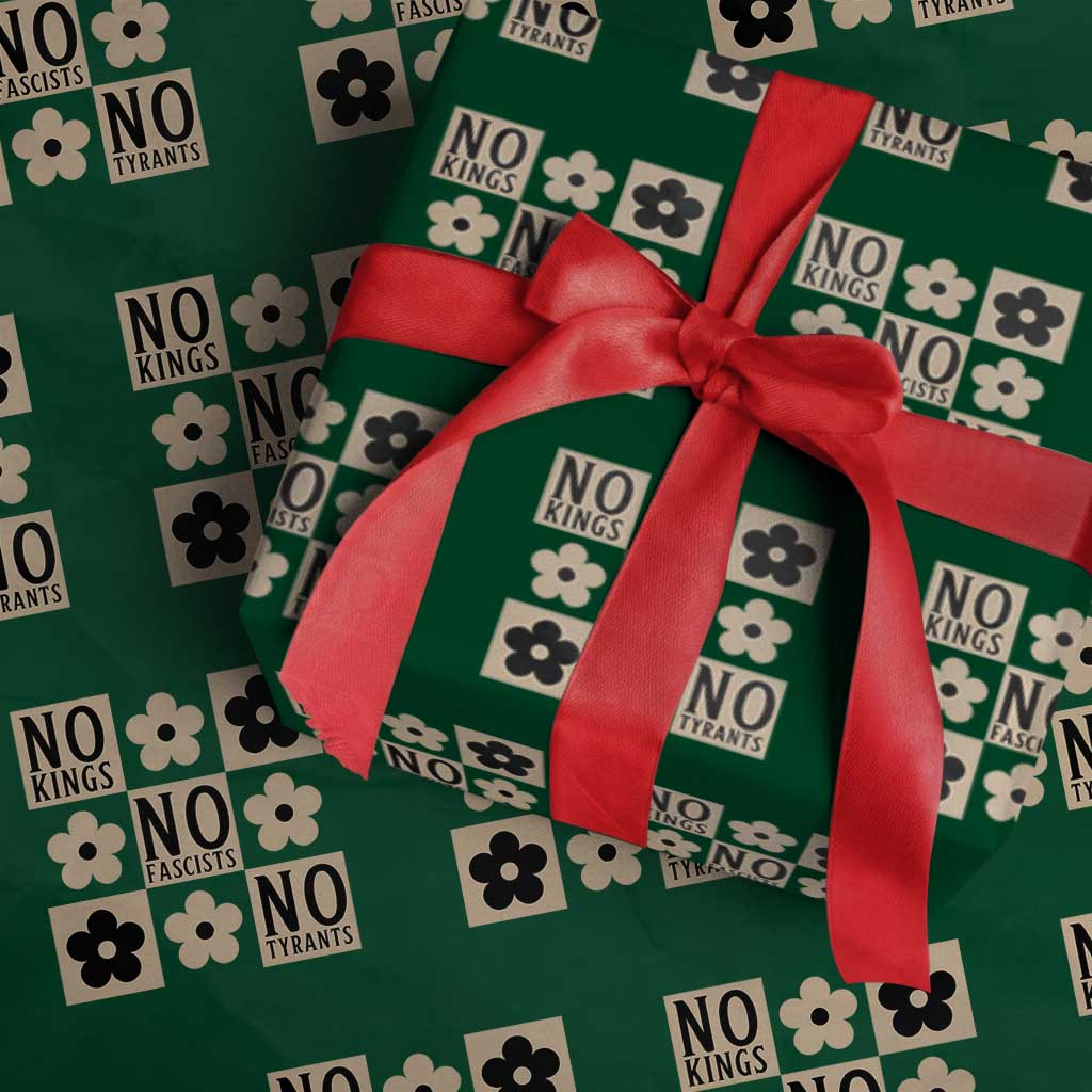 No Kings Wildflower Retro Boho Floral Wrapping Paper Roll TS12 Green Print Your Wear