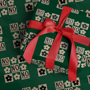 No Kings Wildflower Retro Boho Floral Wrapping Paper Roll TS12 Green Print Your Wear