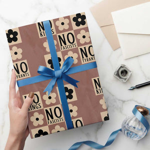 No Kings Wildflower Retro Boho Floral Wrapping Paper Roll TS12 Mocha Print Your Wear