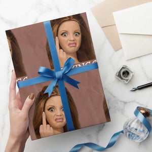 No Kings Wrapping Paper Roll Funny Disgusted Doll Face Meme TS12 Mocha Print Your Wear
