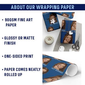 No Kings Wrapping Paper Roll Funny Disgusted Doll Face Meme TS12 Print Your Wear