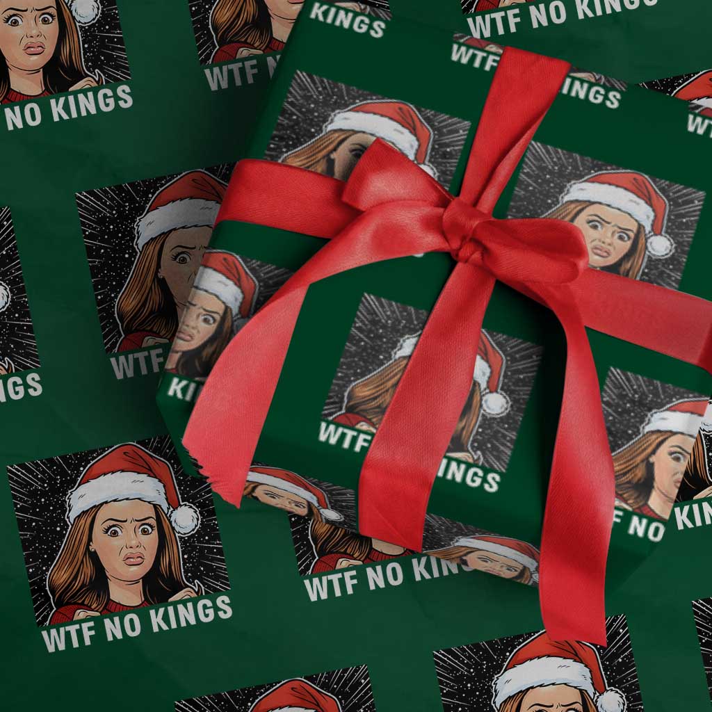No Kings Wrapping Paper Roll Funny Doll Face Meme Christmas TS14 Green Print Your Wear