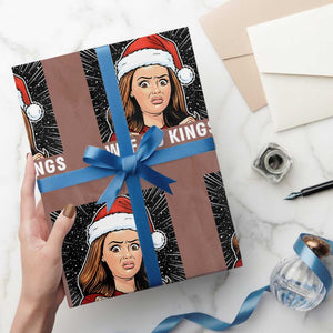 No Kings Wrapping Paper Roll Funny Doll Face Meme Christmas TS14 Mocha Print Your Wear