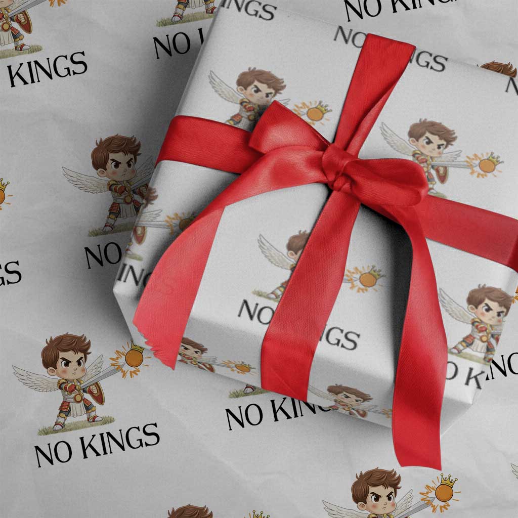No Kings Wrapping Paper Roll Funny Saint Michael Topples The Crown TS12 White Print Your Wear