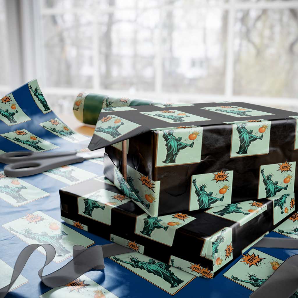No Kings Wrapping Paper Roll Statue of Liberty Political Protest TS14 Black Print Your Wear