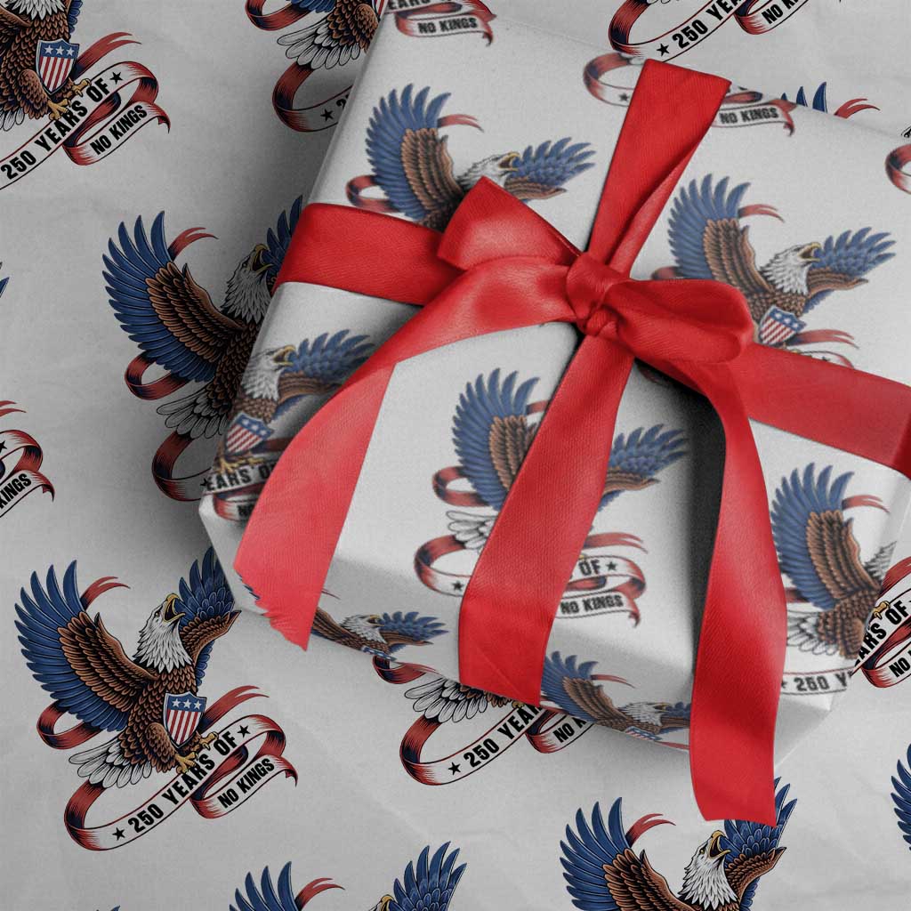 No Kings Wrapping Paper Roll USA 250th Anniversary Freedom Eagle TS12 White Print Your Wear