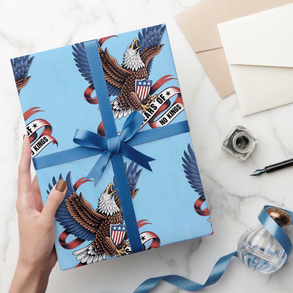 No Kings Wrapping Paper Roll USA 250th Anniversary Freedom Eagle TS12 Light Blue Print Your Wear
