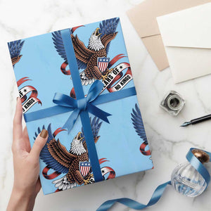No Kings Wrapping Paper Roll USA 250th Anniversary Freedom Eagle TS12 Light Blue Print Your Wear