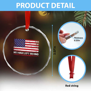 No Man Left Behind Distressed USA Flag Crystal Glass Ornament Patriotic US Military Brotherhood TS02 Print Your Wear