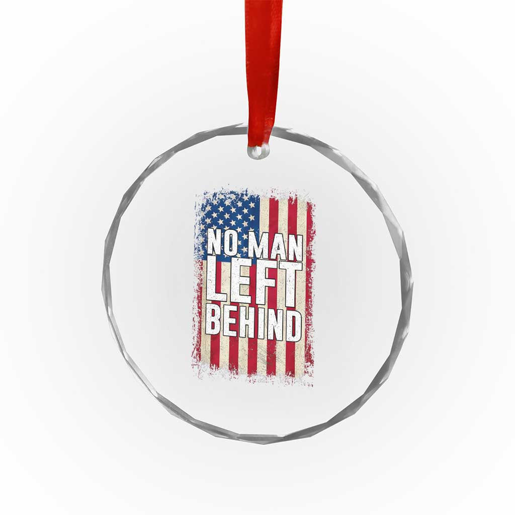 No Man Left Behind Patriotic Crystal Glass Ornament Distressed American Flag TS02 Print Your Wear
