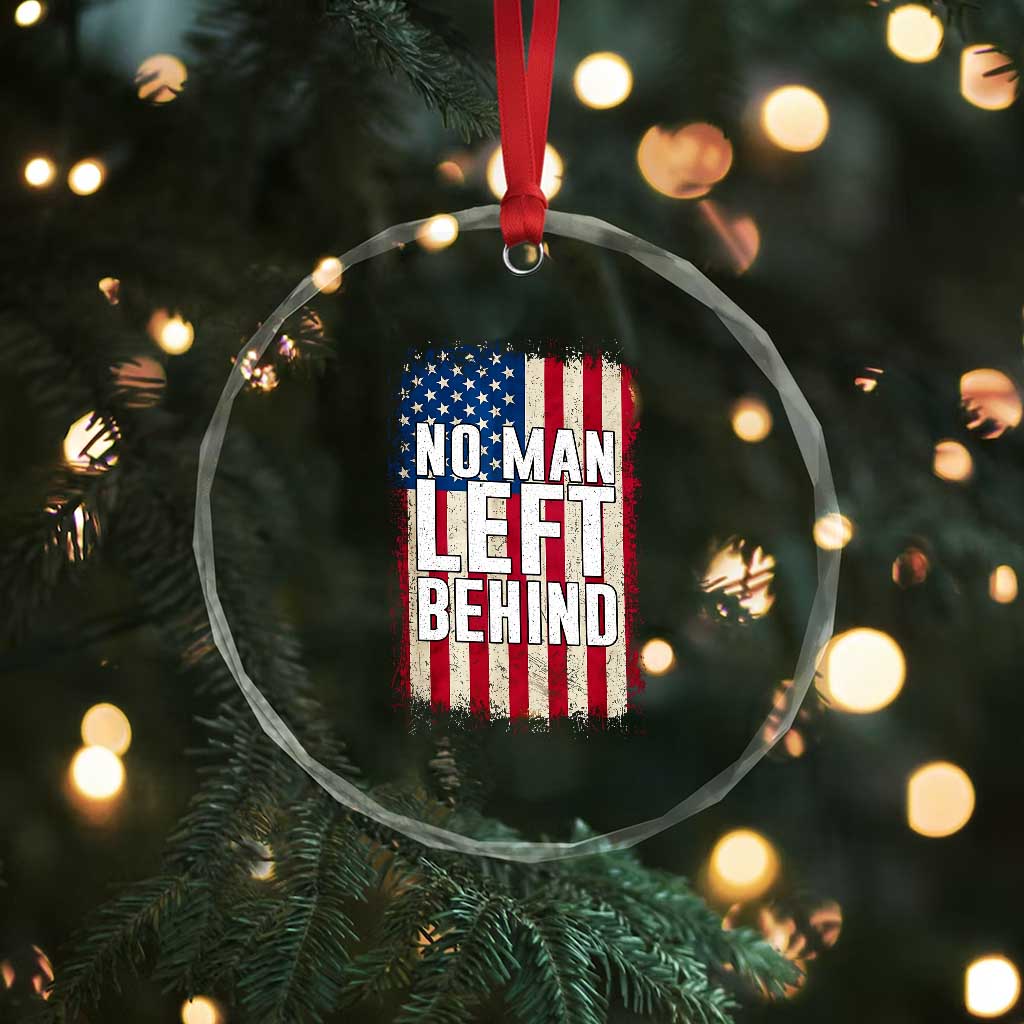 No Man Left Behind Patriotic Crystal Glass Ornament Distressed American Flag TS02 Print Your Wear