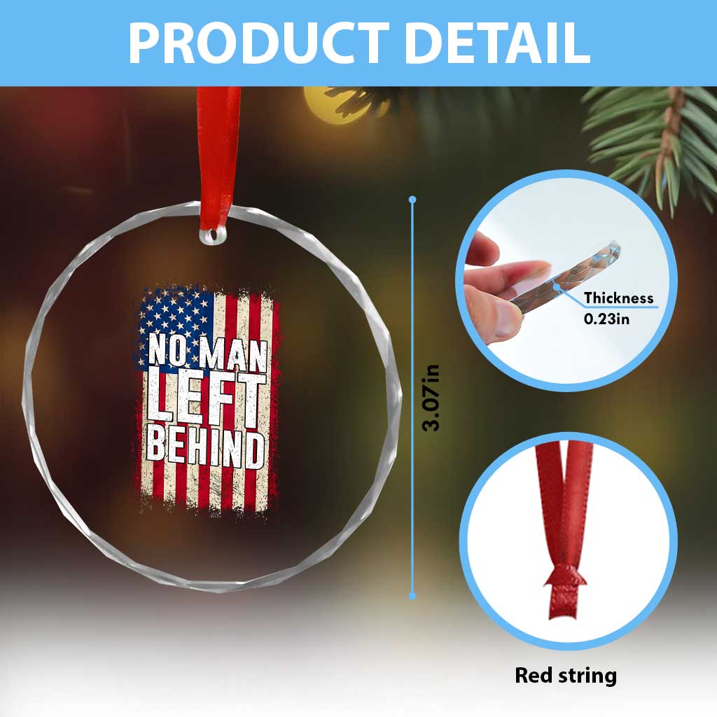 No Man Left Behind Patriotic Crystal Glass Ornament Distressed American Flag TS02 Print Your Wear