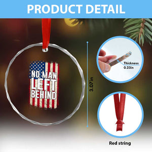 No Man Left Behind Patriotic Crystal Glass Ornament Distressed American Flag TS02 Print Your Wear