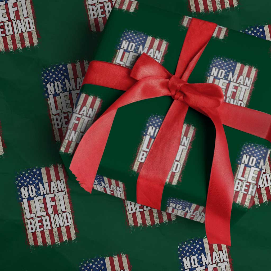 No Man Left Behind Patriotic Wrapping Paper Roll Distressed American Flag TS02 Green Print Your Wear