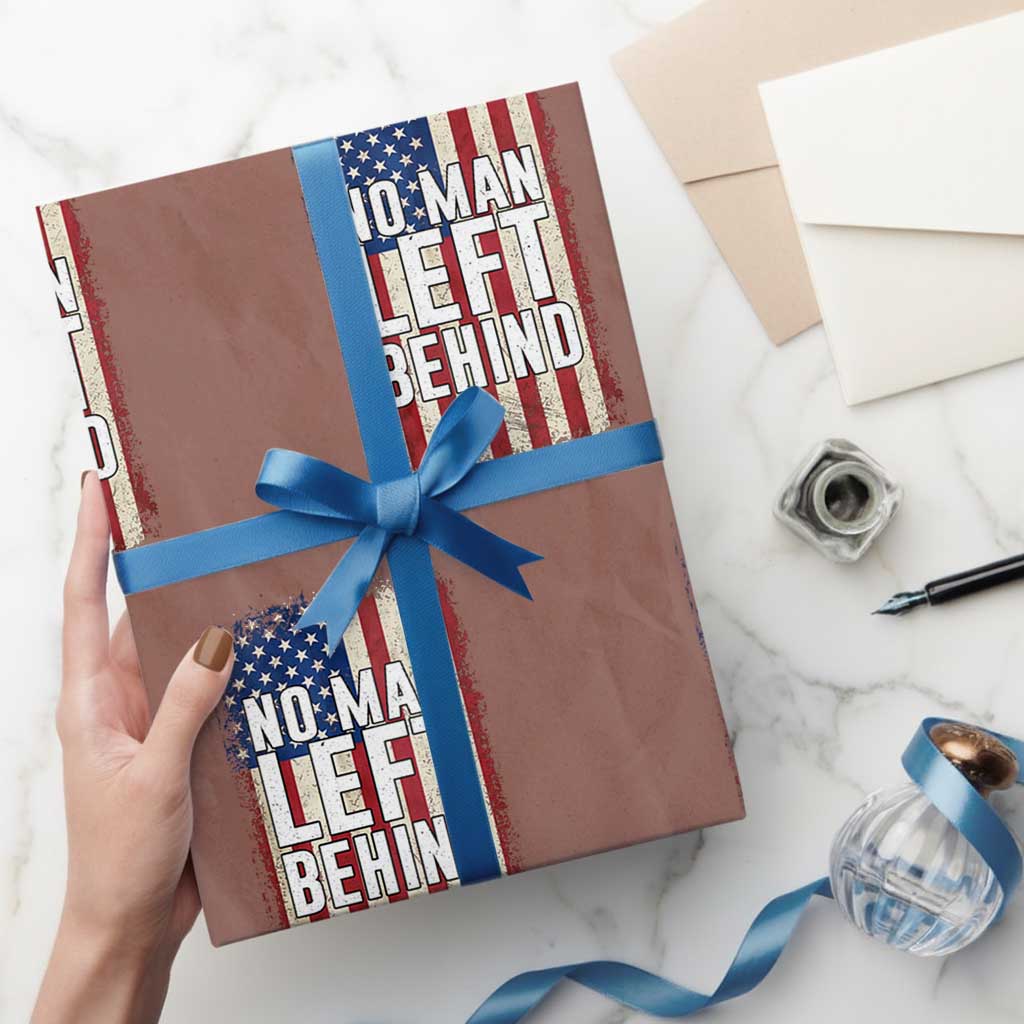 No Man Left Behind Patriotic Wrapping Paper Roll Distressed American Flag TS02 Mocha Print Your Wear
