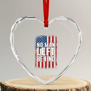 No Man Left Behind Patriotic Heart Crystal Glass Ornament Distressed American Flag TS02 Transparent Glass 3'' Heart Print Your Wear