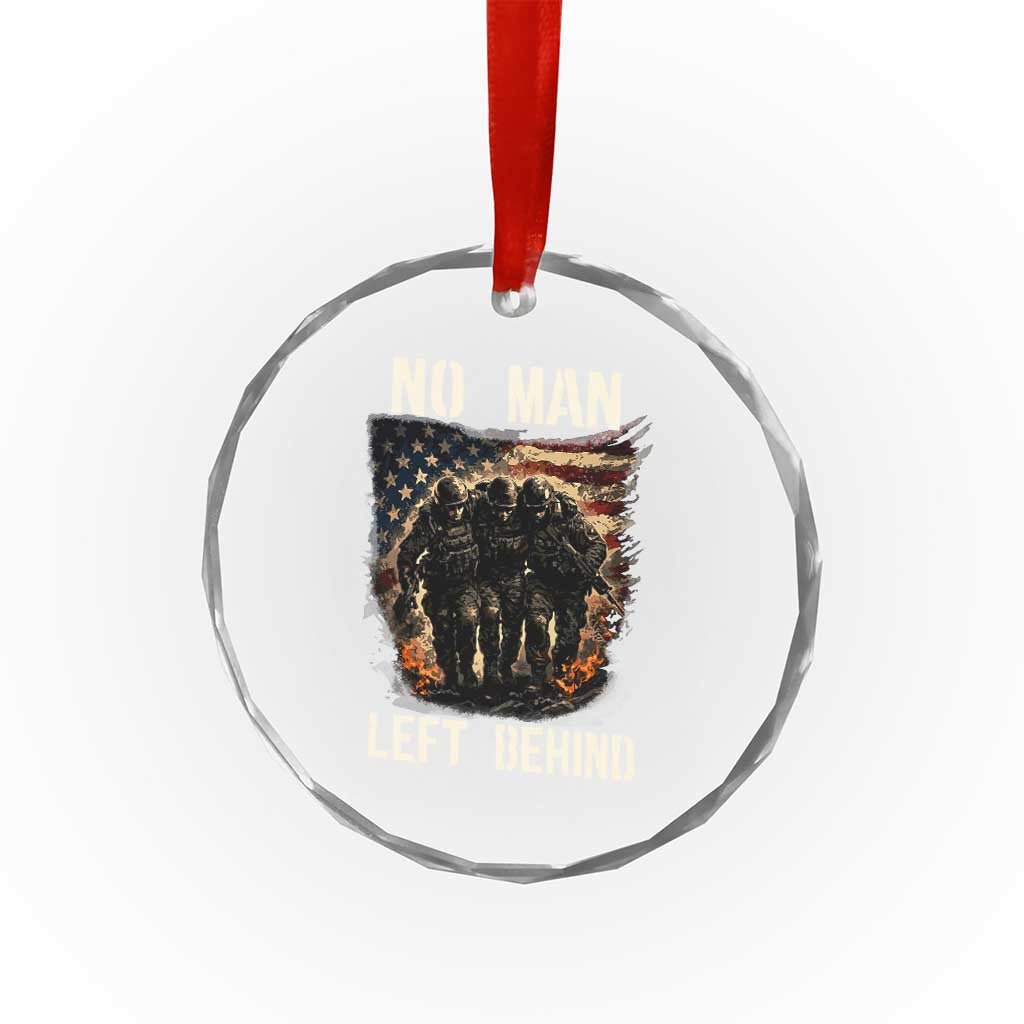 No Man Left Behind Soldiers Brotherhood Crystal Glass Ornament American Flag US Military TS02 Print Your Wear