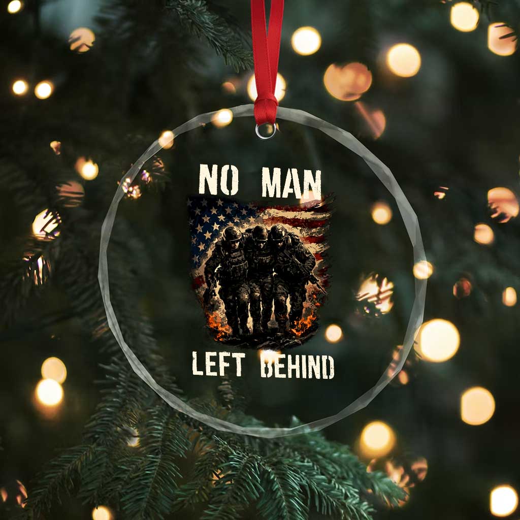 No Man Left Behind Soldiers Brotherhood Crystal Glass Ornament American Flag US Military TS02 Print Your Wear