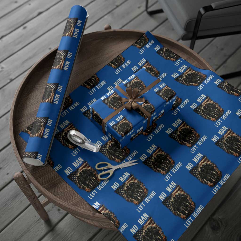 No Man Left Behind Soldiers Brotherhood Wrapping Paper Roll American Flag US Military TS02 Blue Print Your Wear