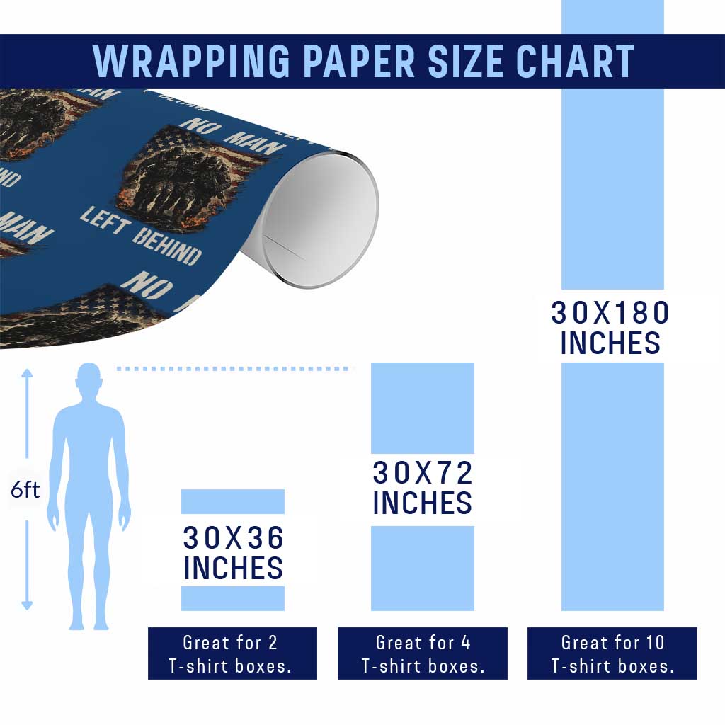 No Man Left Behind Soldiers Brotherhood Wrapping Paper Roll American Flag US Military TS02 Print Your Wear