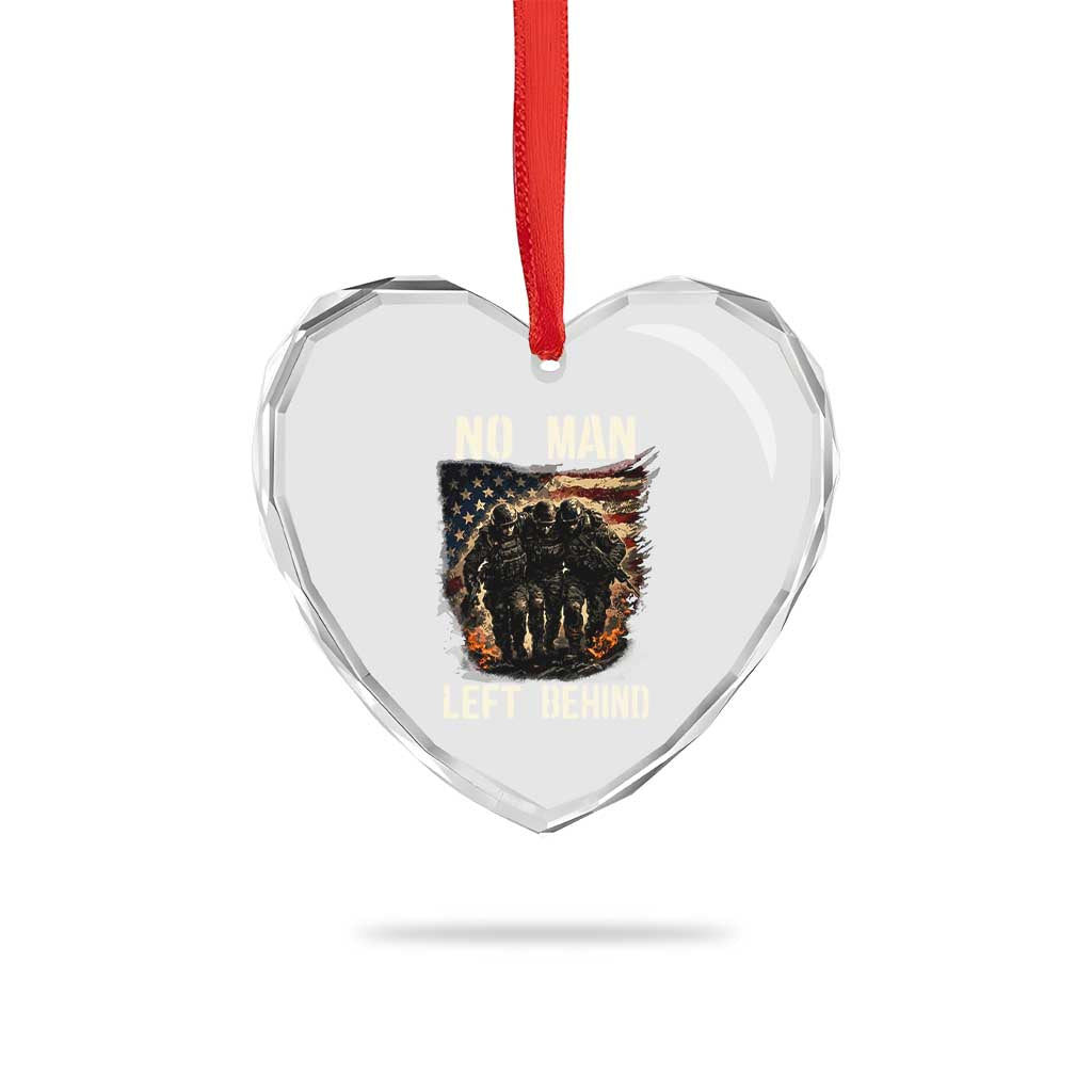 No Man Left Behind Soldiers Brotherhood Heart Crystal Glass Ornament American Flag US Military TS02 Print Your Wear