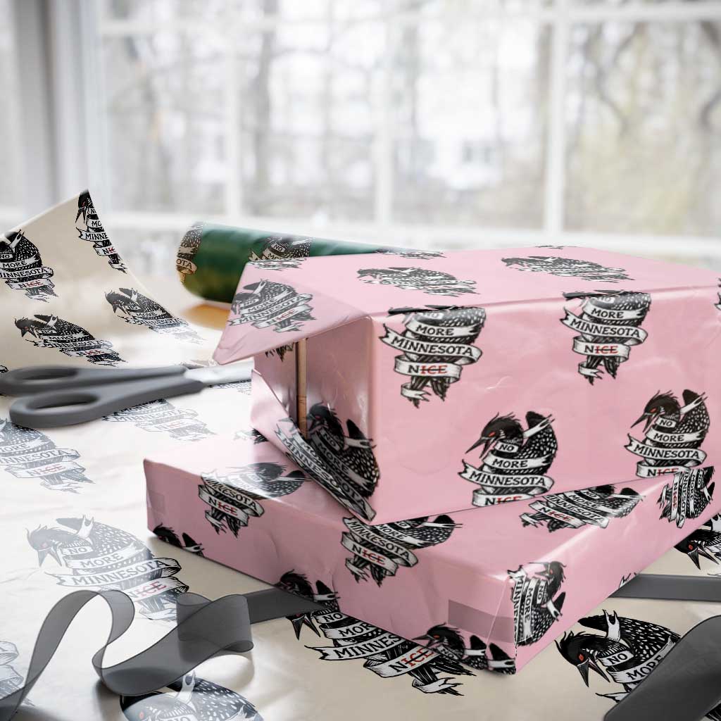 No More Minnesota Nice Loon Resistance Wrapping Paper Roll Ice Out Rebellion TS02 Light Pink Print Your Wear