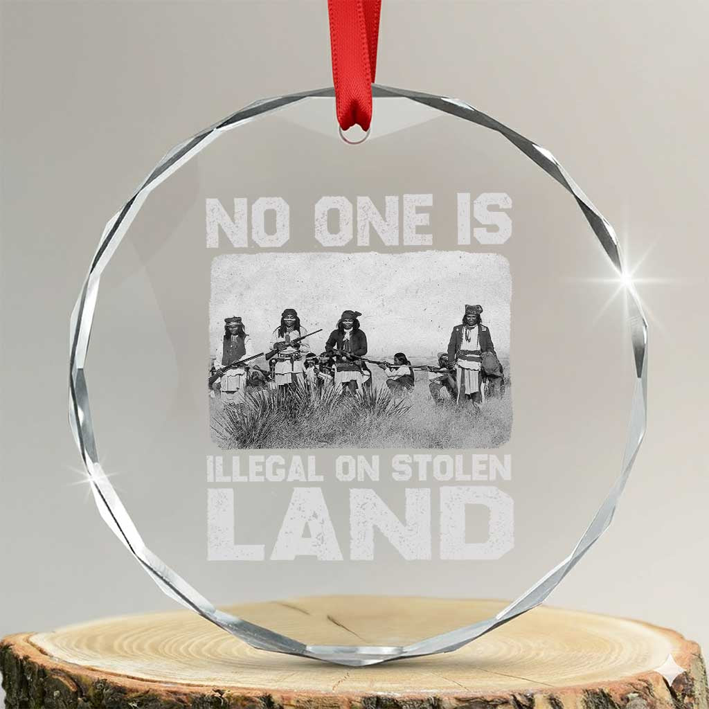 No One Is Illegal On Stolen Land Crystal Glass Ornament Native Tribe Indigenous People TS10 Transparent Glass 3'' Circle Print Your Wear
