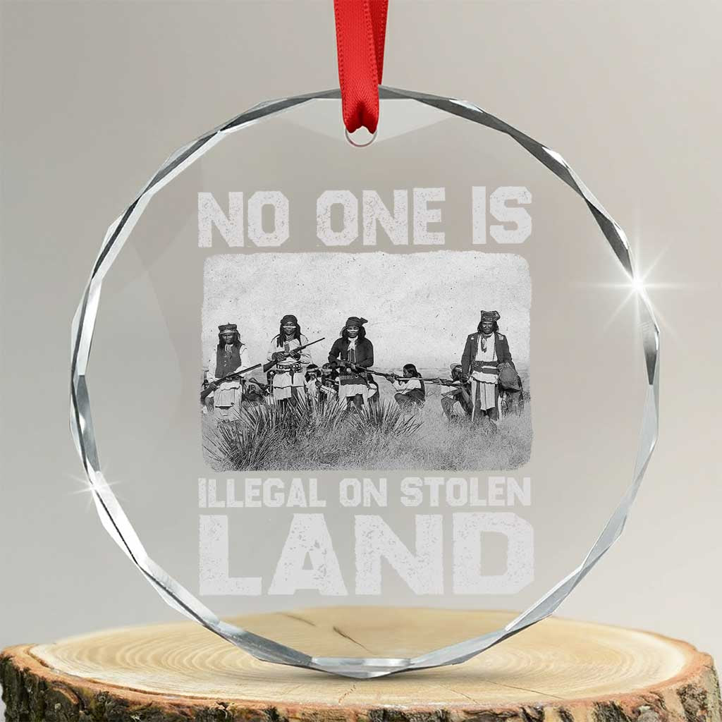 No One Is Illegal On Stolen Land Crystal Glass Ornament Native Tribe Indigenous People TS10 Transparent Glass 3'' Circle Print Your Wear
