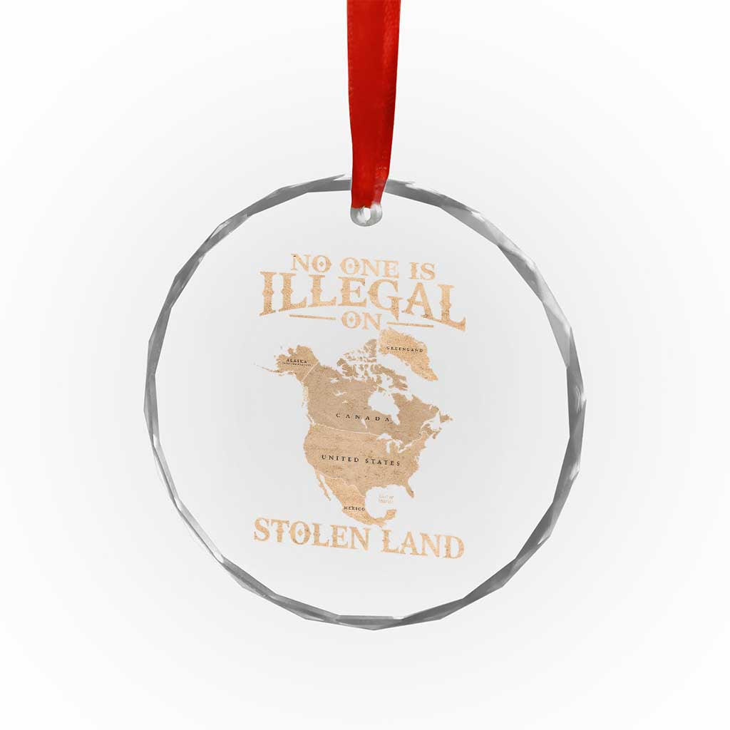 No One Is Illegal On Stolen Land Crystal Glass Ornament North America Vintage Map - Print Your Wear