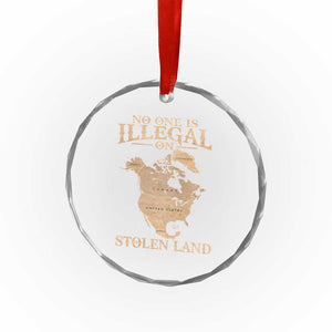 No One Is Illegal On Stolen Land Crystal Glass Ornament North America Vintage Map - Print Your Wear