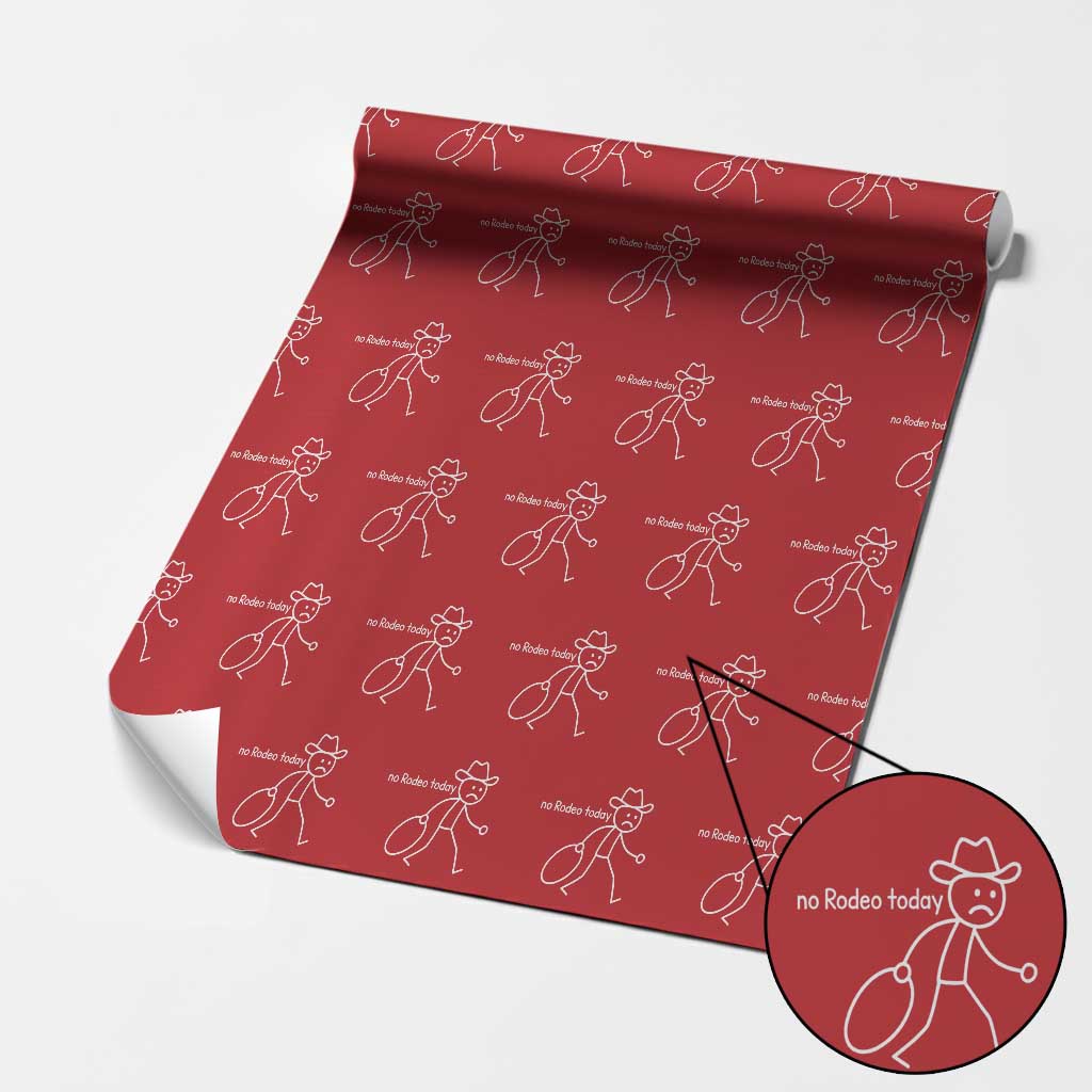 No Rodeo Today Sad Cowboy Stick Figure Meme Wrapping Paper Roll Funny Yeehaw Depression TS02 Red Print Your Wear