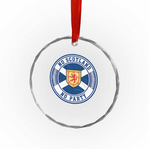 No Scotland No Party Crystal Glass Ornament Scottish Lion Rampant Crest Vintage Saltire Flag