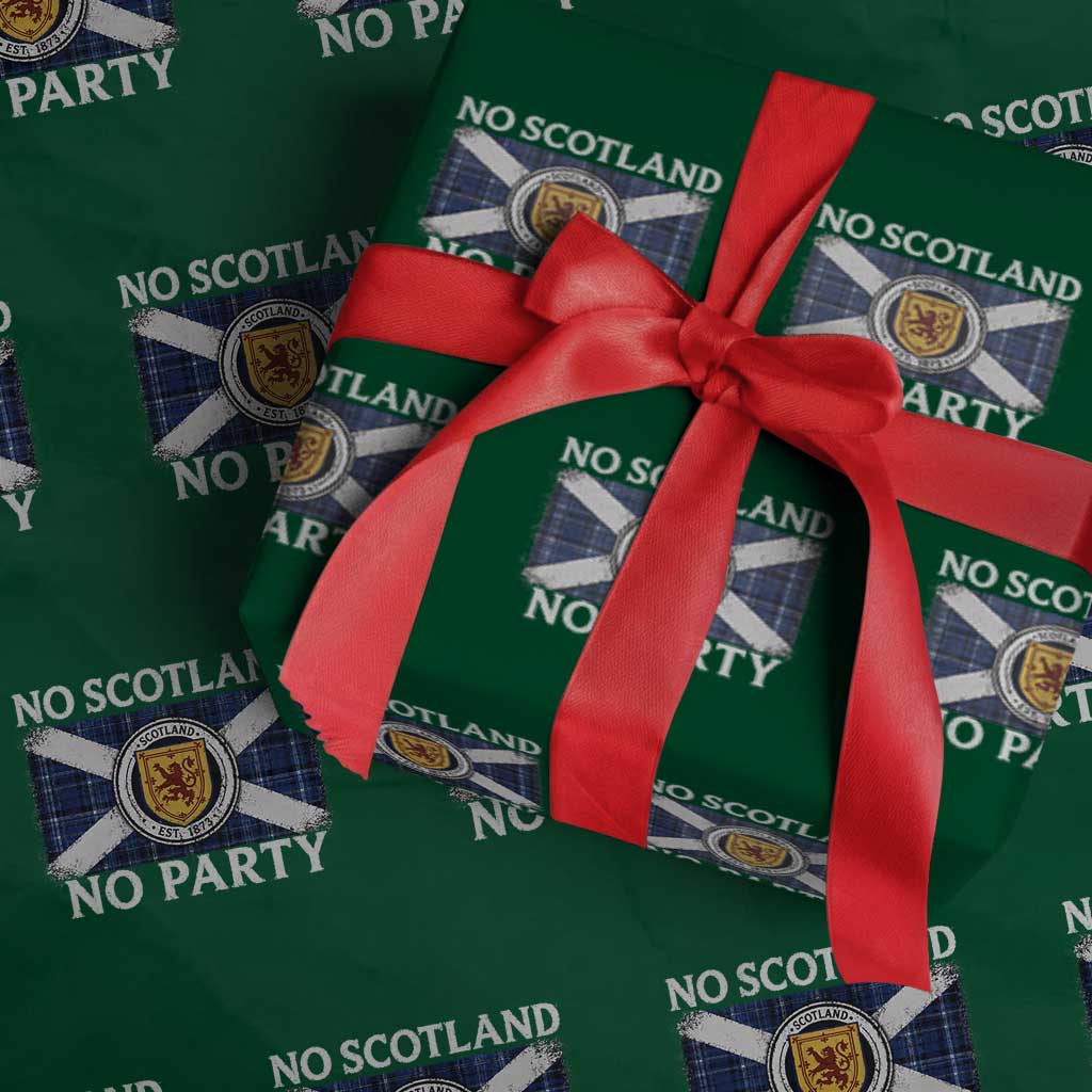 No Scotland No Party Wrapping Paper Roll Lion Rampant Crest Scottish Tartan Flag TS11 Green Print Your Wear