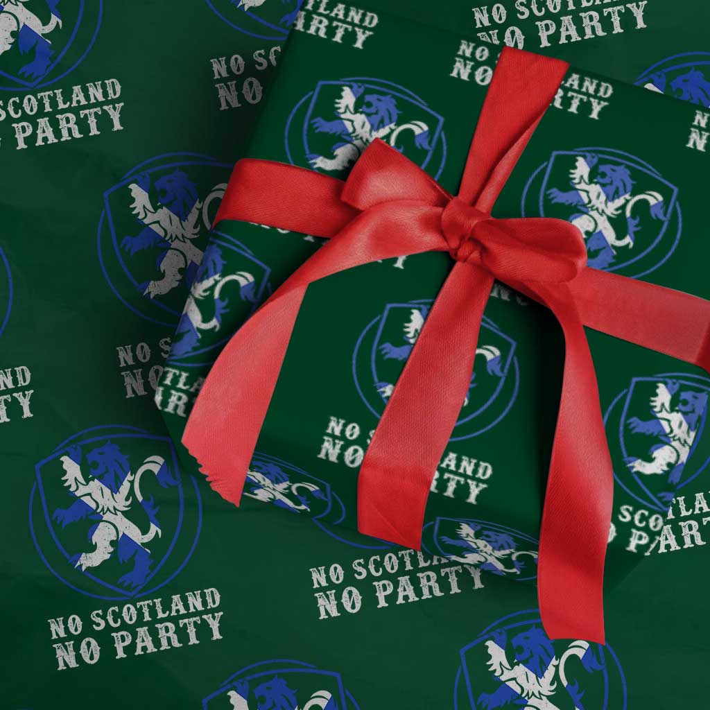 No Scotland No Party Distressed Shield Saltire Cross Wrapping Paper Roll Vintage Football Fans Game Day TS02 Green Print Your Wear