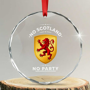 No Scotland No Party Gold Heraldic Shield Red Lion Rampant Crystal Glass Ornament Game Day Soccer Fans Football Tournament