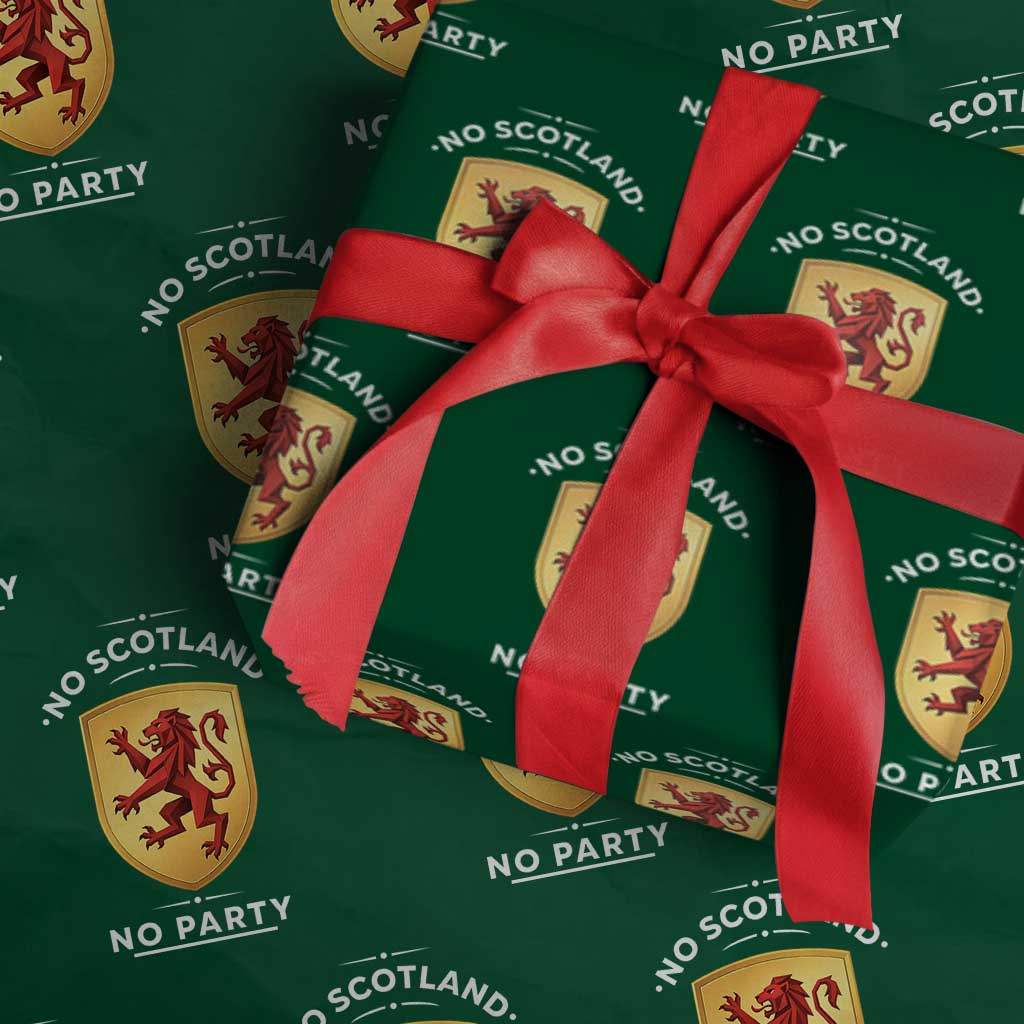 No Scotland No Party Gold Heraldic Shield Red Lion Rampant Wrapping Paper Roll Game Day Soccer Fans Football Tournament