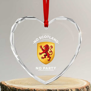 No Scotland No Party Gold Heraldic Shield Red Lion Rampant Heart Crystal Glass Ornament Game Day Soccer Fans Football Tournament