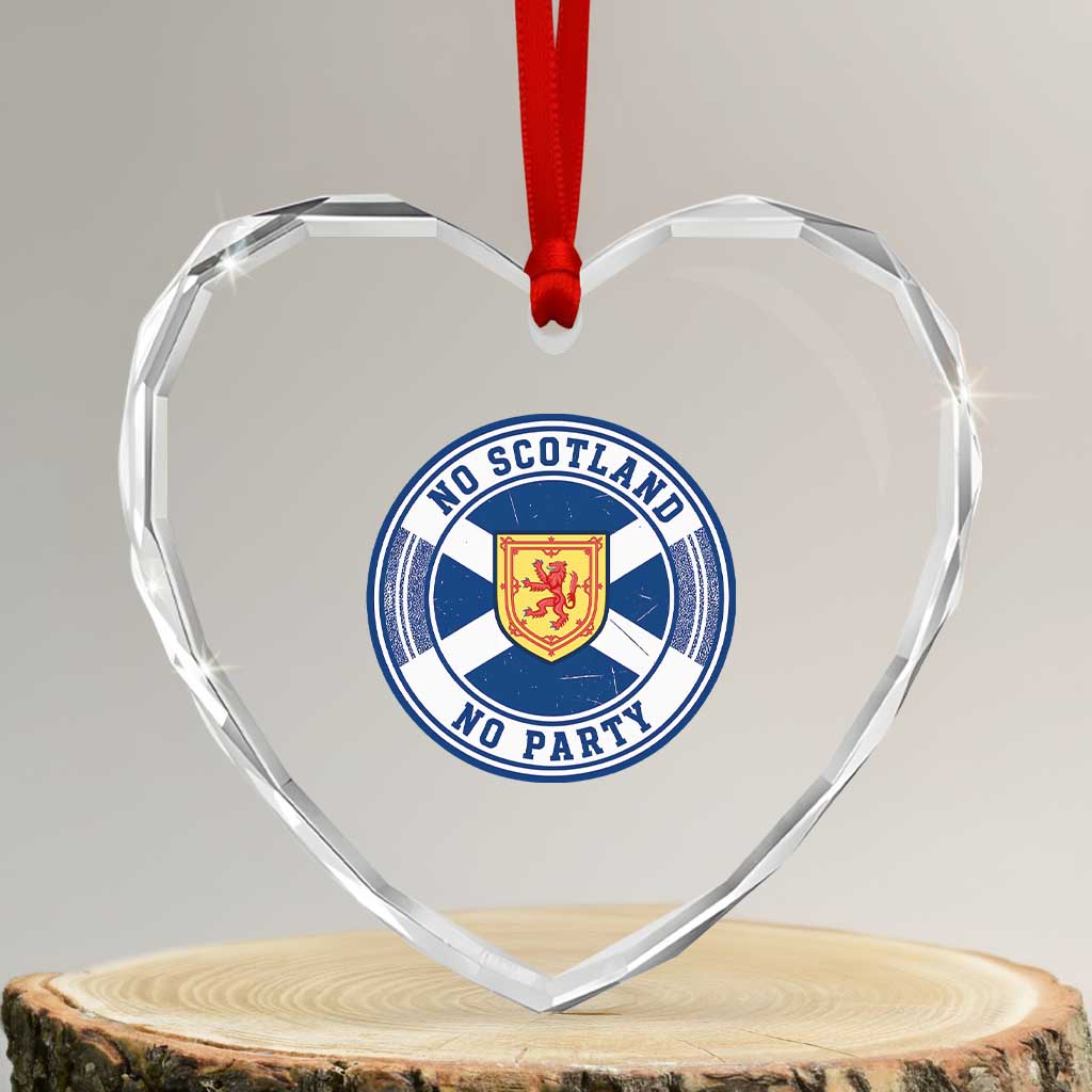 No Scotland No Party Heart Crystal Glass Ornament Scottish Lion Rampant Crest Vintage Saltire Flag TS11 Transparent Glass 3'' Heart Print Your Wear