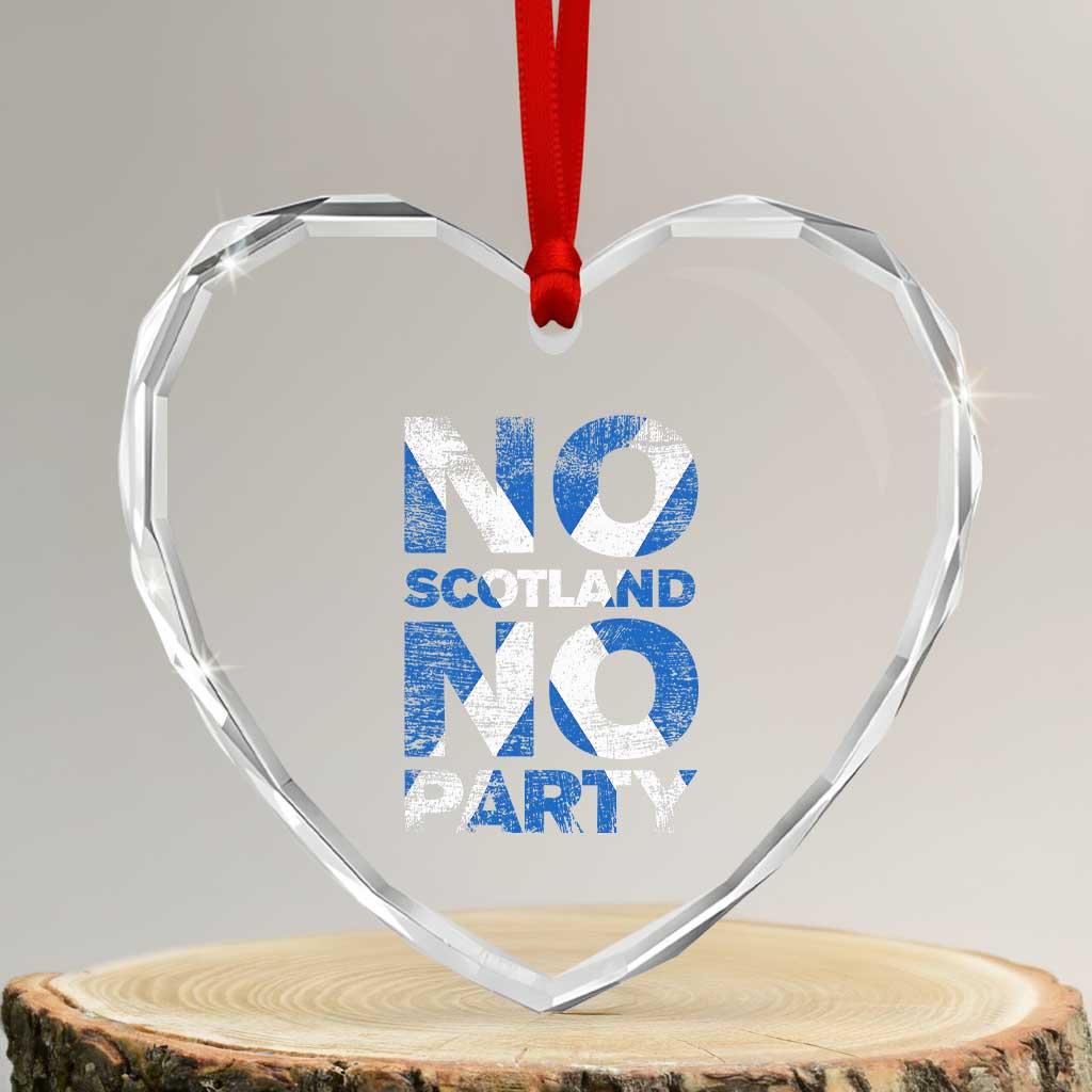 No Scotland No Party Saltire Flag Heart Crystal Glass Ornament Football Fans Soccer Tournament Sports Lover
