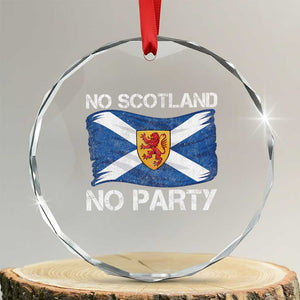 No Scotland No Party Saltire Flag Lion Rampant Crest Crystal Glass Ornament Game Day Soccer Fans Football Tournament