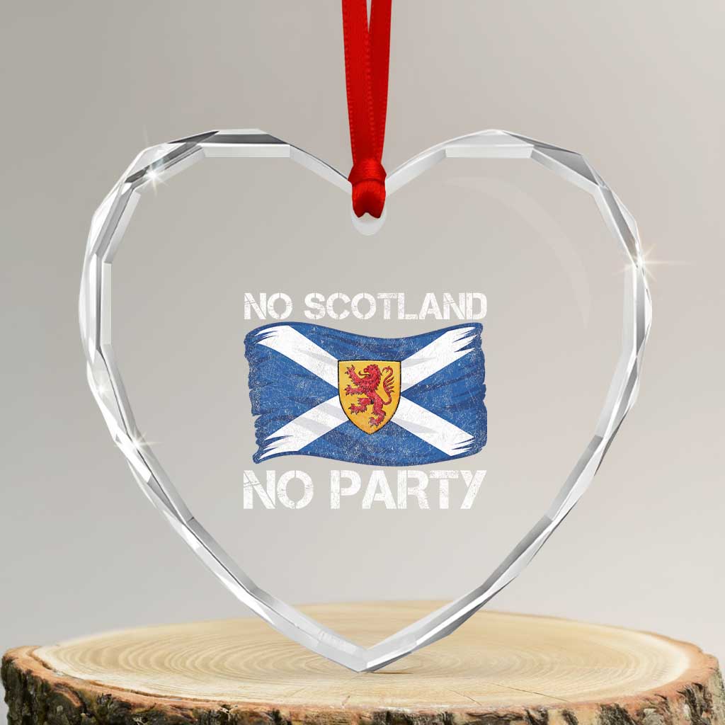 No Scotland No Party Saltire Flag Lion Rampant Crest Heart Crystal Glass Ornament Game Day Soccer Fans Football Tournament
