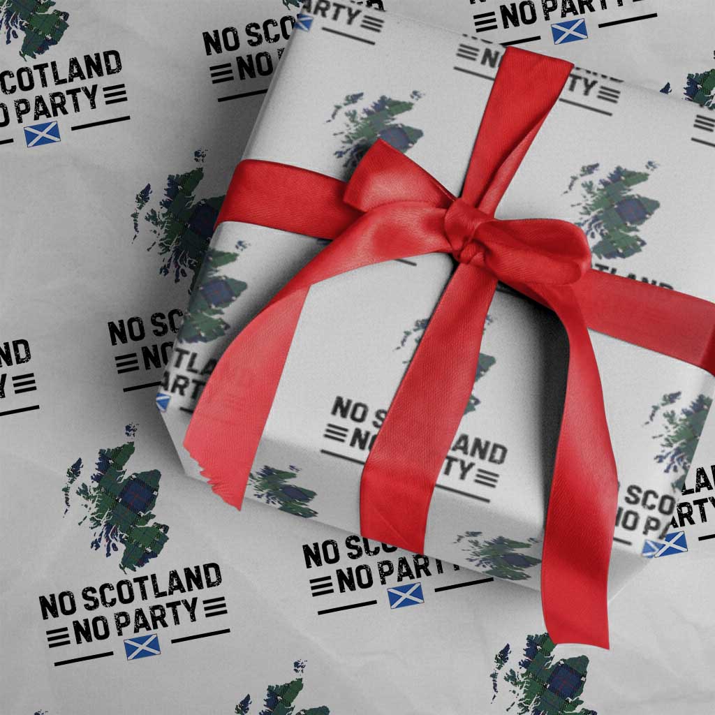 No Scotland No Party Tartan Plaid and Map Wrapping Paper Roll Vintage Scottish Football Supporter Sports Fans Spirit TS02 White Print Your Wear