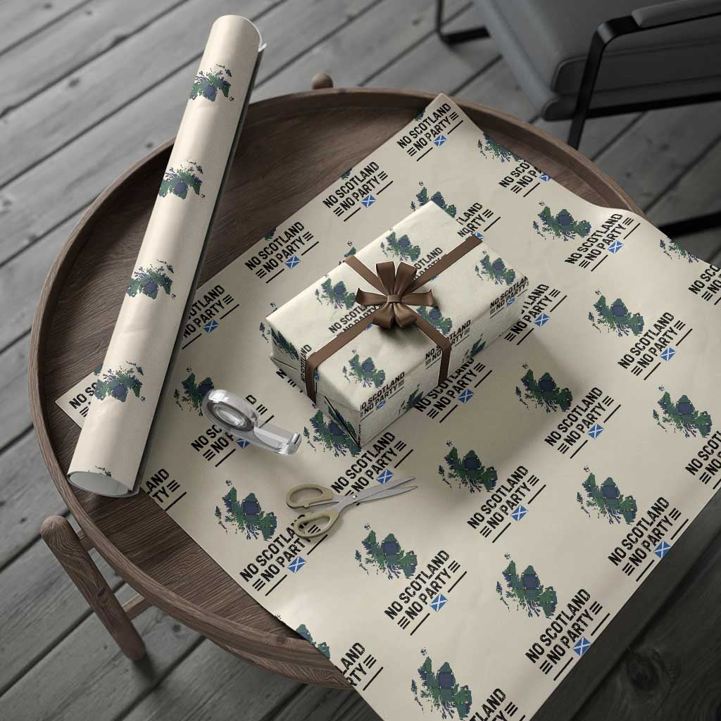 No Scotland No Party Tartan Plaid and Map Wrapping Paper Roll Vintage Scottish Football Supporter Sports Fans Spirit TS02 Beige Print Your Wear
