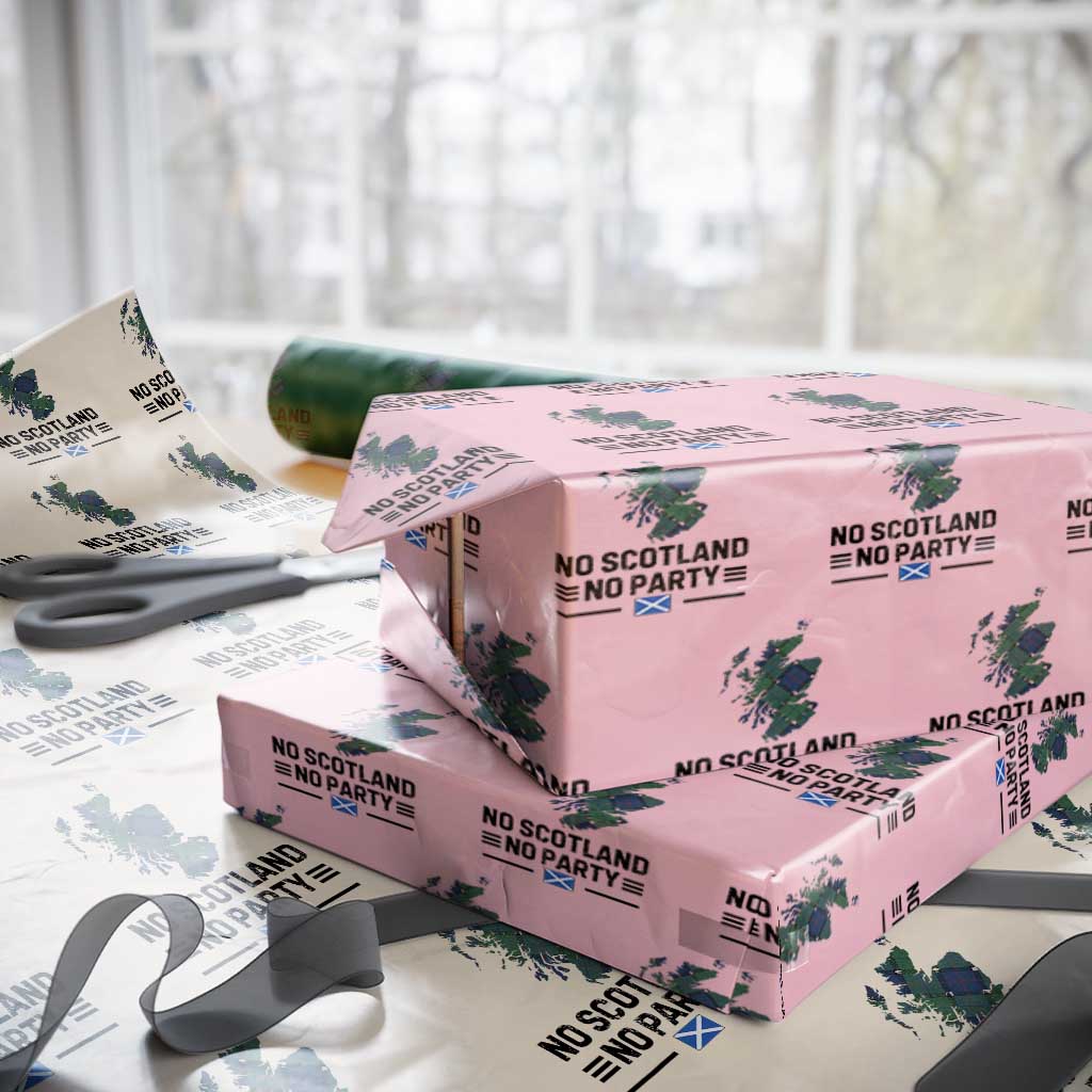 No Scotland No Party Tartan Plaid and Map Wrapping Paper Roll Vintage Scottish Football Supporter Sports Fans Spirit TS02 Light Pink Print Your Wear