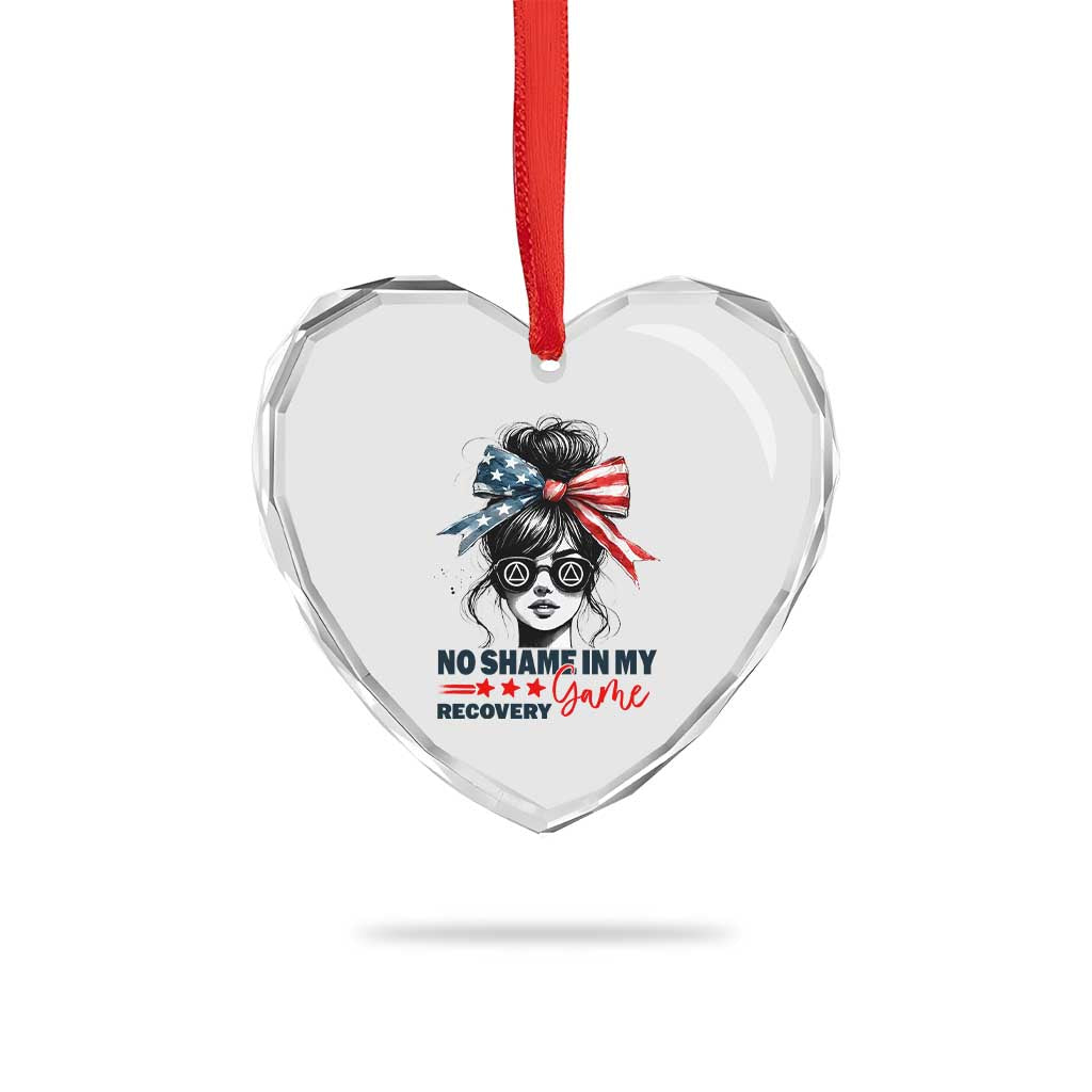 No Shame In My Recovery Game Heart Crystal Glass Ornament Sobriety AA NA Anniversary TS11 Print Your Wear