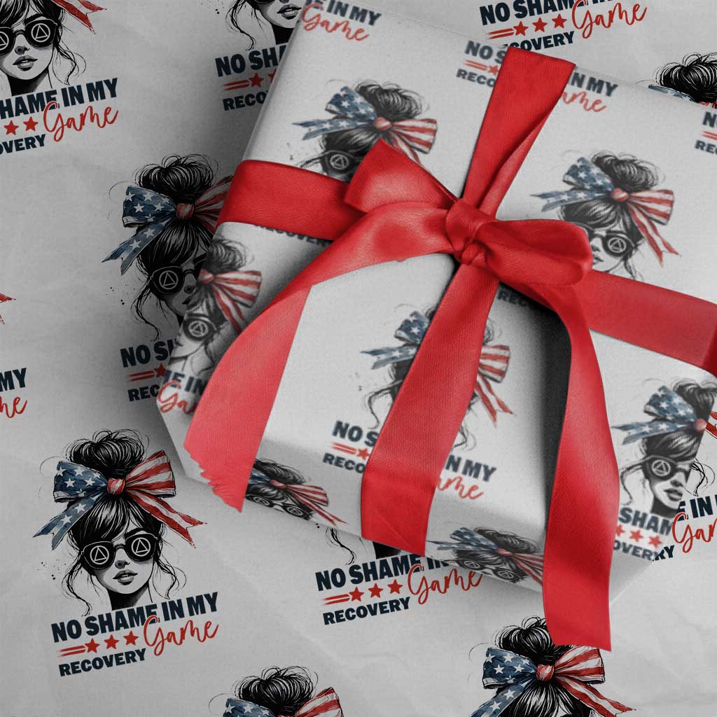 No Shame In My Recovery Game Wrapping Paper Roll Sobriety AA NA Anniversary TS11 White Print Your Wear
