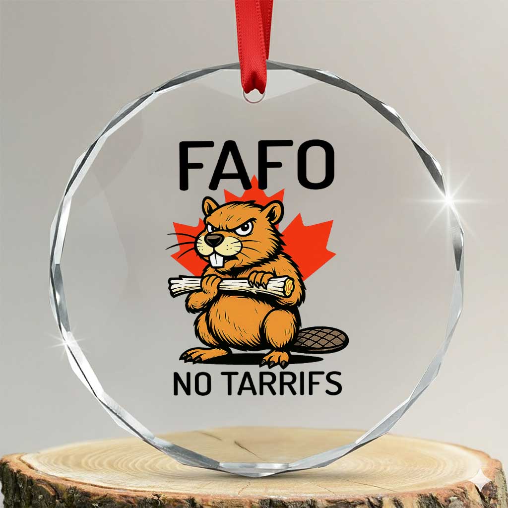 No Tariffs Canada Crystal Glass Ornament Never 51st State Canadian Beaver TS02 Transparent Glass 3'' Circle Print Your Wear