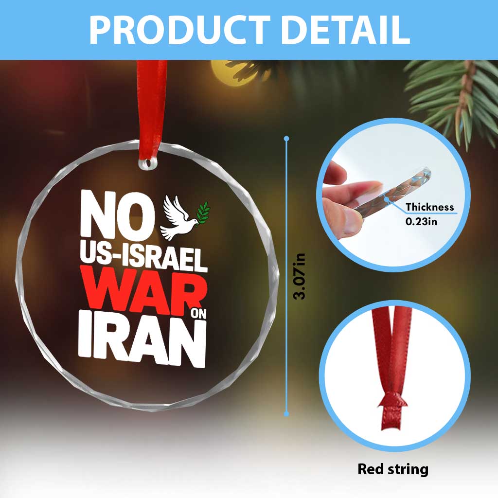 No US Israel War On Iran Crystal Glass Ornament Anti War Peace Dove TS02 Print Your Wear