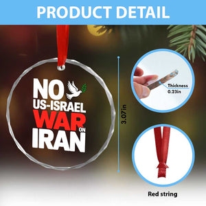 No US Israel War On Iran Crystal Glass Ornament Anti War Peace Dove TS02 Print Your Wear