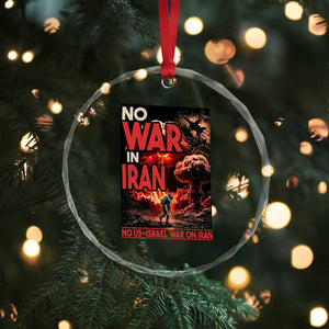 No US Israel War On Iran Crystal Glass Ornament Peace Not War TS12 Print Your Wear